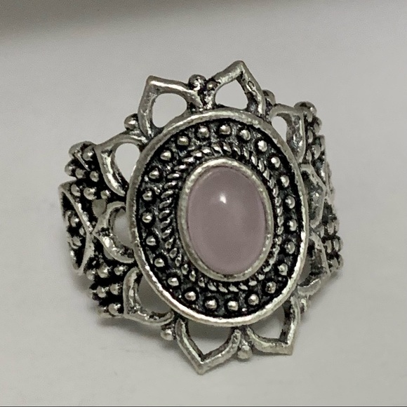 Jewelry - Handmade Rose Quartz Silver Mandala Ring
